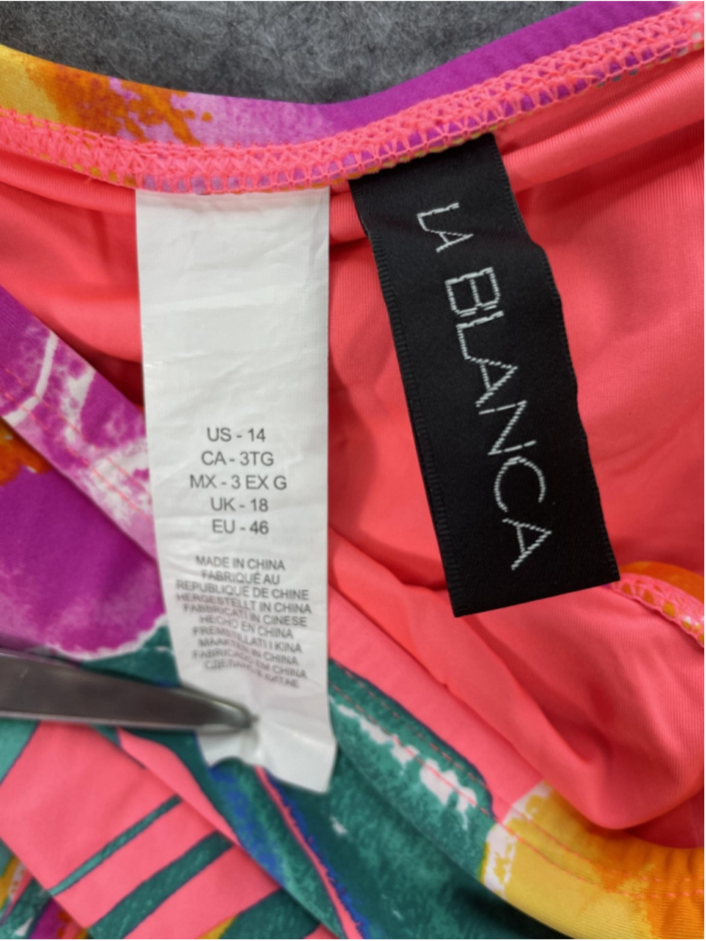 La Blanca Swim Skirt Womens 14 Pink Floral Ruffle Built In Brief Tropical Print - Picture 8 of 11
